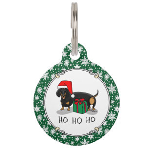 Christmas Santa Dachshund (S black & tan) Cute Pet Tag