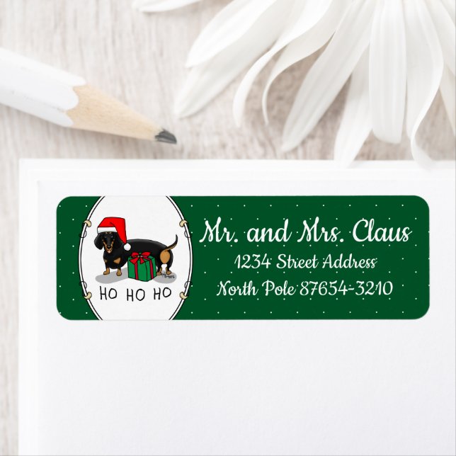 Christmas Santa Dachshund (S black & tan) Funny (Insitu)
