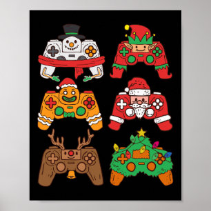 Christmas Santa deer gaming controllers Boys kids Poster