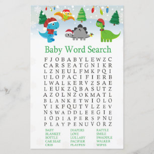 Christmas Santa dinosaur Baby Shower Word Search