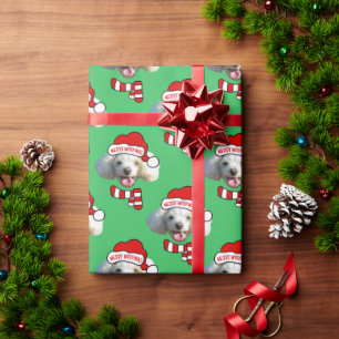 Christmas Santa Dog Custom Photo Pattern Wrapping Paper