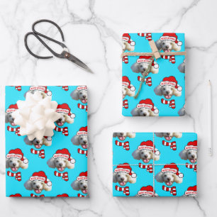Christmas Santa Dog Custom Photo Pattern Wrapping Paper Sheet