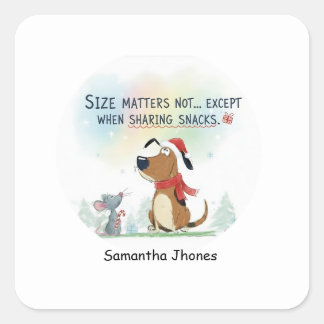 Christmas santa dog watercolor festive square sticker