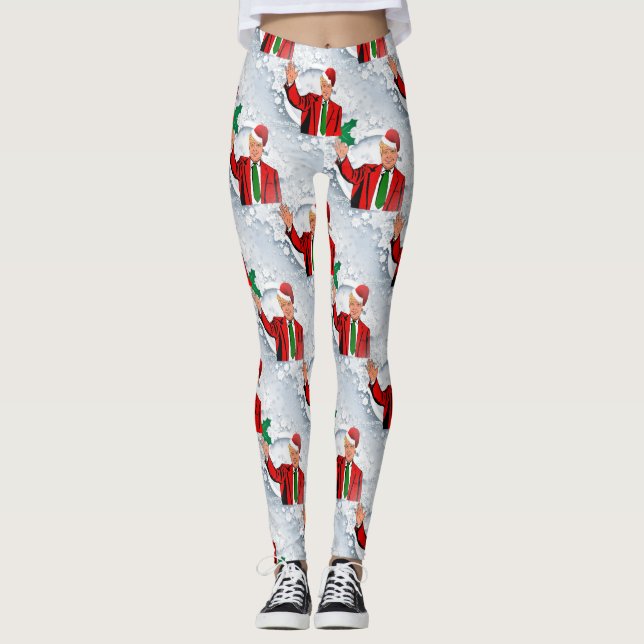 christmas santa donald trump leggings (Front)