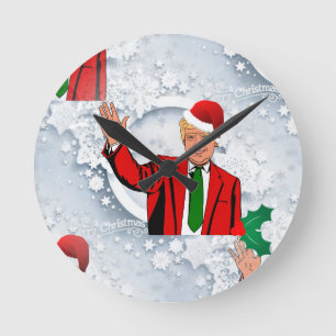 christmas santa donald trump round clock