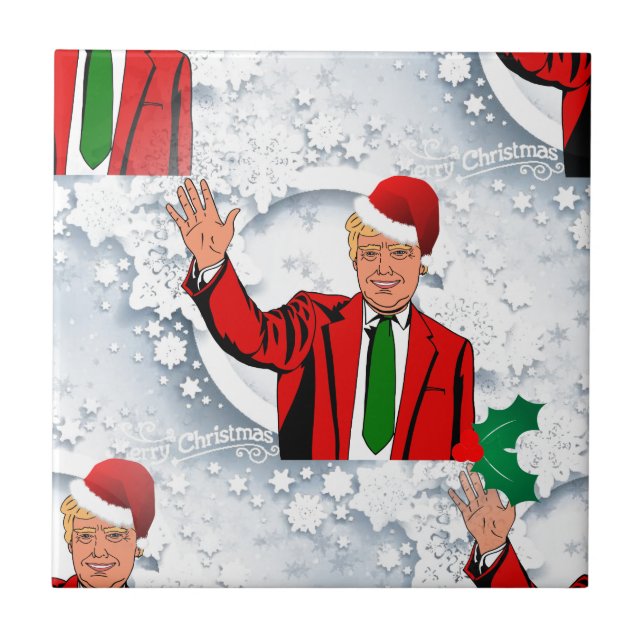 christmas santa donald trump tile (Front)