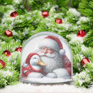 Christmas Santa Duck Snow Globe