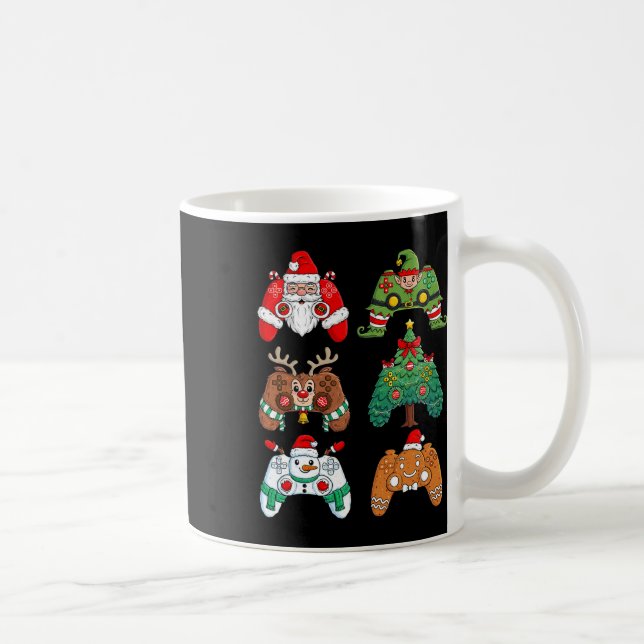 Christmas Santa Elf Gaming Controllers Fun Xmas Bo Coffee Mug (Right)