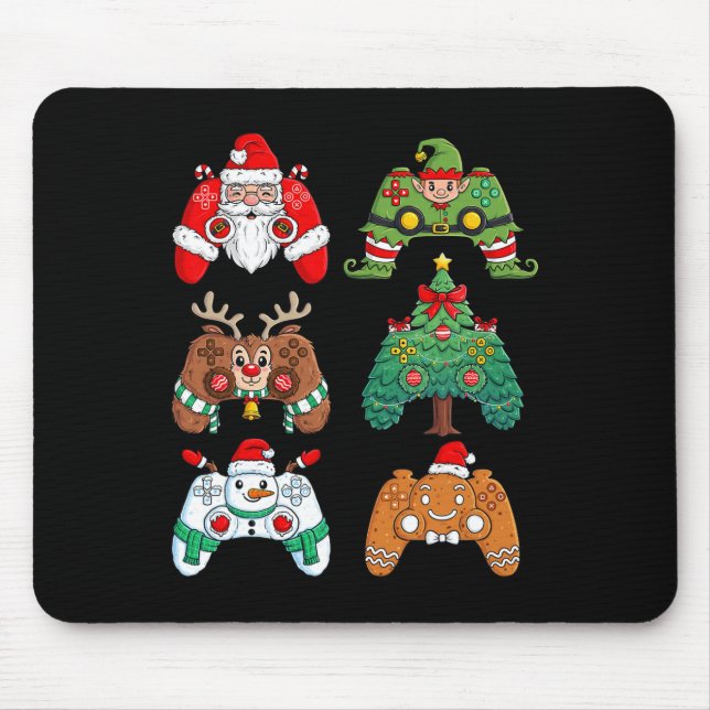 Christmas Santa Elf Gaming Controllers Fun Xmas Bo Mouse Pad (Front)