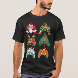 Christmas Santa Elf Gaming Controllers Fun Xmas Bo T-Shirt