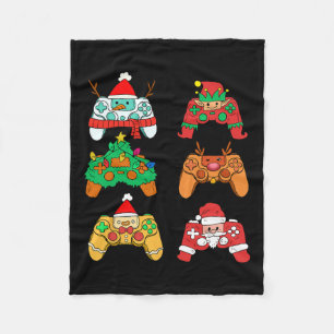 Christmas Santa Elf Gaming Controllers Gamer Xmas Fleece Blanket