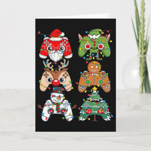 Christmas Santa Elf Lights Gaming Controllers Xmas Card