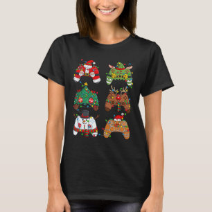 Christmas Santa Elf Lights Gaming Controllers Xmas T-Shirt