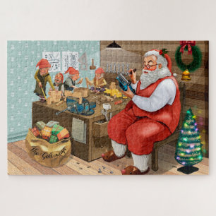 Christmas Santa Elves Monogram Folklore Tradition Jigsaw Puzzle