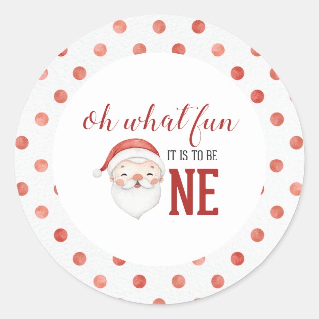 Christmas Santa  First Birthday Classic Round Sticker (Front)