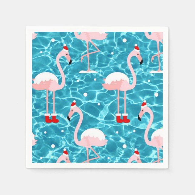 christmas santa flamingo napkin (Front)
