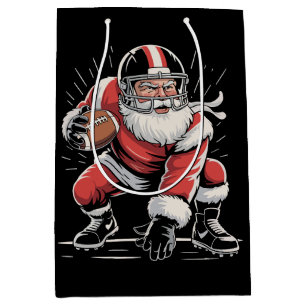 Christmas Santa Football Lineman Quarterback Medium Gift Bag