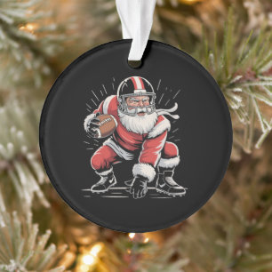Christmas Santa Football Lineman Quarterback  Ornament