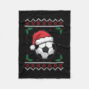 Christmas Santa Football Xmas Ugly Soccer Boys Kid Fleece Blanket