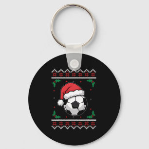 Christmas Santa Football Xmas Ugly Soccer Boys Kid Keychain