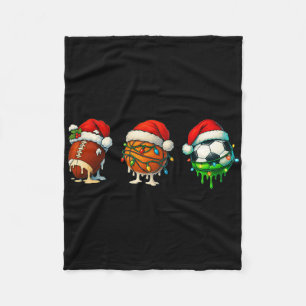 Christmas Santa Footbyll Bysketbyll Soccer Ice Cre Fleece Blanket