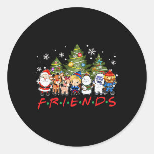 Christmas Santa Friends Reindeer Snowman Family Xm Classic Round Sticker
