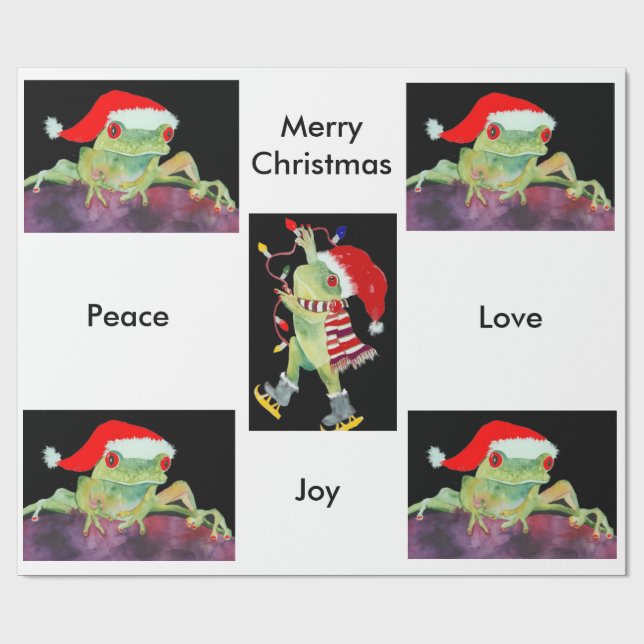 Christmas Santa Frog Wrapping Papper Wrapping Paper (Flat)
