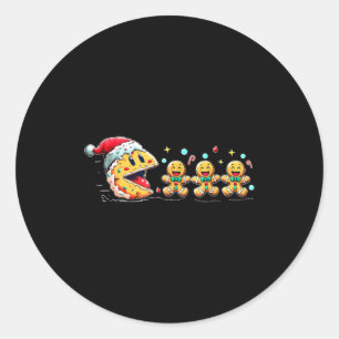 Christmas Santa Game Gaming Chasing Gingerbread Classic Round Sticker