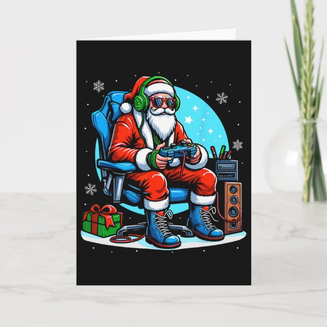 Christmas Santa Gamer Xmas Funny Video Gaming Chri Card (Front)