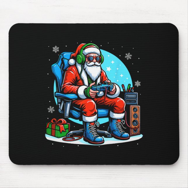 Christmas Santa Gamer Xmas Funny Video Gaming Chri Mouse Pad (Front)