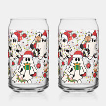 Christmas Santa Ghost Glass Cups