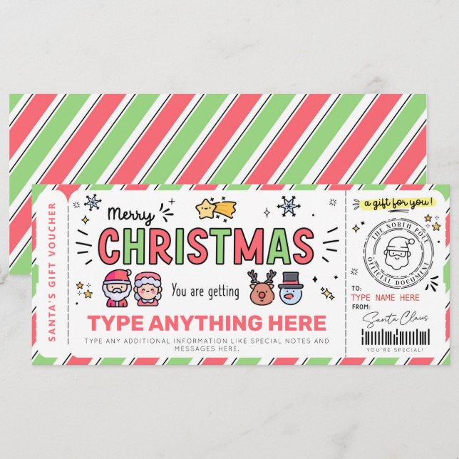 Christmas Santa Gift Voucher Template for kids (Front/Back)