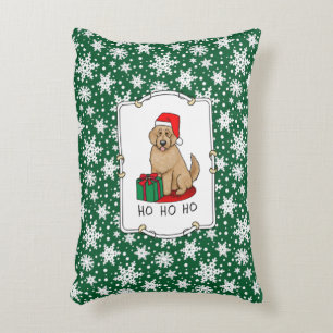 Christmas Santa Goldendoodle (golden red) Dog Cute Accent Pillow