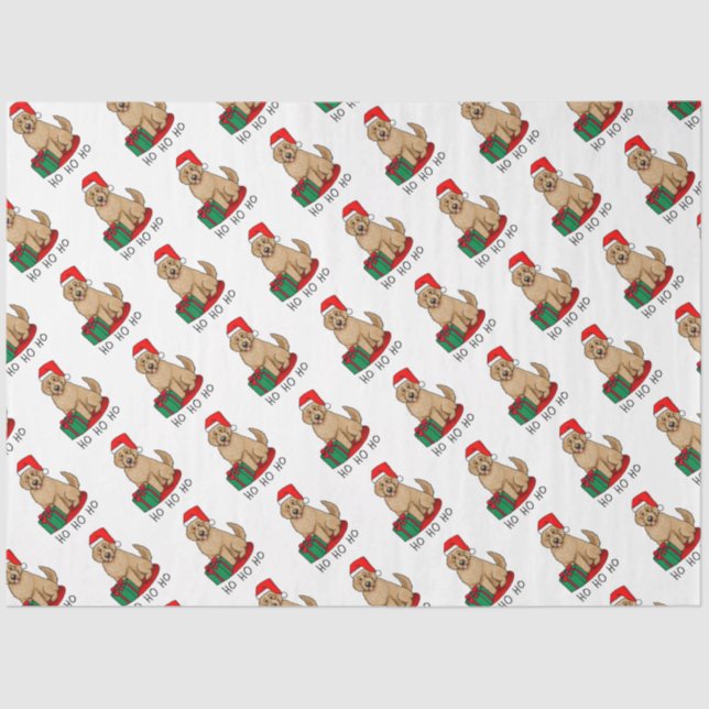Christmas Santa Goldendoodle (golden red) Dog Cute Tissue Paper (Front)