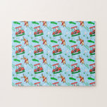 Christmas Santa Golfing With Reindeer Pattern  Jigsaw Puzzle<br><div class="desc">Santa and his reindeer playing golf makes an ideal puzzle for the golfing family!</div>