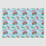 Christmas Santa Golfing With Reindeer Pattern   Tissue Paper<br><div class="desc">A very entertaining Christmas pattern design shows Santa and his reindeer playing golf. You may use this adorable tissue paper with a Christmas theme to make your gifts glitter with joy and good cheer or to make crafts like decoupage! A fantastic piece of quirky tissue paper for the golfing family!...</div>