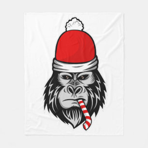 christmas santa gorilla fleece blanket
