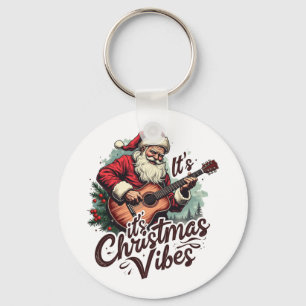 Christmas Santa Guitar Player - Rockin Around the Keychain