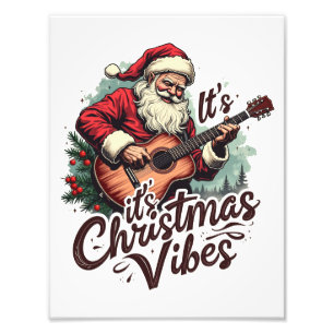 Christmas Santa Guitar Player - Rockin Around the Photo Print
