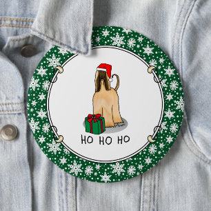 Christmas Santa Hat Afghan Hound Dog Fawn Cute 6 Inch Round Button