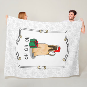 Christmas Santa Hat Afghan Hound Dog Fawn Cute Fleece Blanket