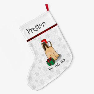 Christmas Santa Hat Afghan Hound Dog Fawn Cute Large Christmas Stocking