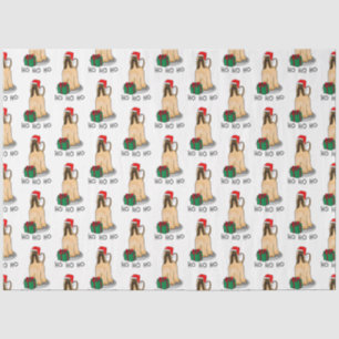 Christmas Santa Hat Afghan Hound Dog Fawn Cute Tissue Paper