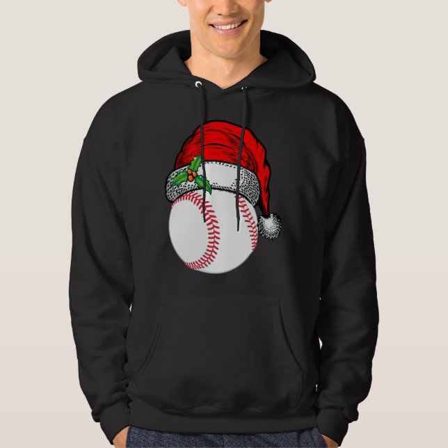 Christmas Santa Hat Baseball Sport Funny Gift Hoodie (Front)