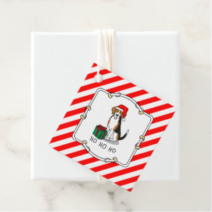 Christmas Santa Hat Beagle (tri colour 3) Dog Cute Favour Tags