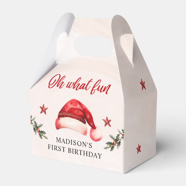 Christmas Santa Hat Birthday Party Favor Box (Front Side)