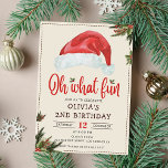 Christmas Santa Hat Birthday Party Oh What Fun Invitation<br><div class="desc">Christmas Santa Hat Birthday Party Oh What Fun Invitation</div>