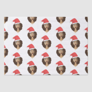 Christmas Santa Hat, Black Woman, Natural Hair Tissue Paper