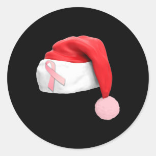 Christmas Santa Hat Breast Cancer Awareness  Classic Round Sticker