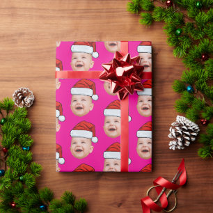 Christmas Santa Hat Custom Face Photo Wrapping Paper